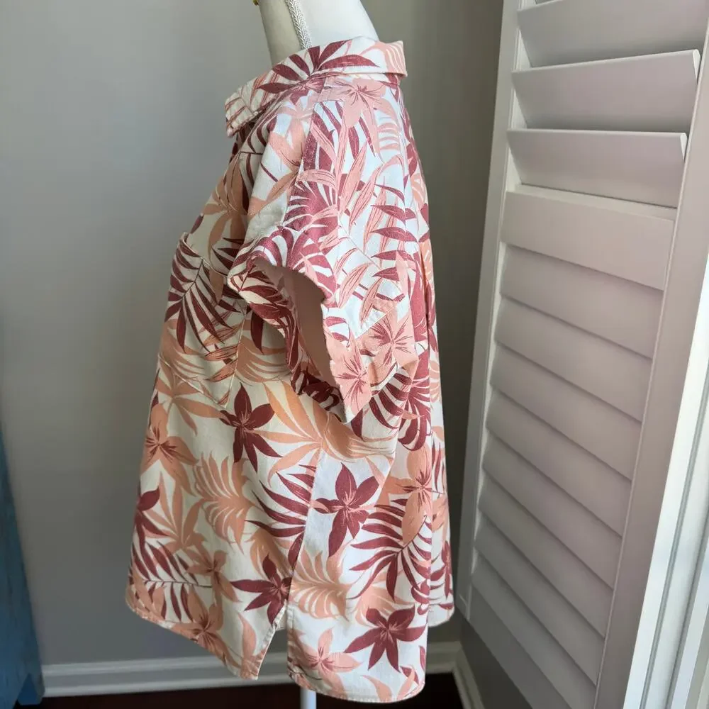 COASTAL COMFORT Top Womens L Tropical Palm Print Retro Hawaiian Surfer Vibe - Picture 5 of 12